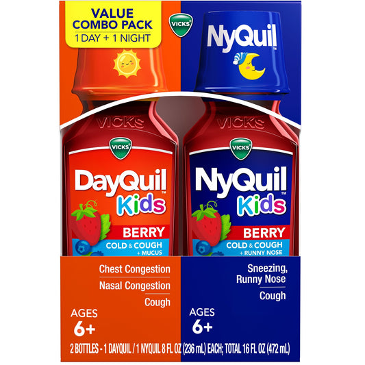 Vicks Kids DayQuil & NyQuil Berry Cold & Cough Medicine Liquid - 16 Fl Oz - Bellso