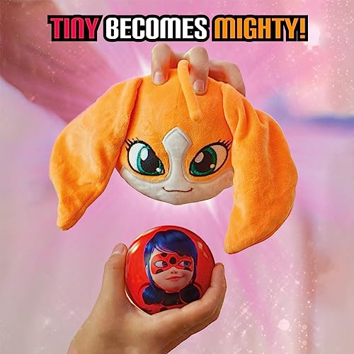 Ladybug, 4-1 Capsule Collectible Toy, Surprise Miraball with Expanding Plush Kwami, Collectible Character Metal Case, Glittery Stickers & Hanging - Bellso