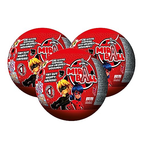 Ladybug, 4-1 Capsule Collectible Toy, Surprise Miraball with Expanding Plush Kwami, Collectible Character Metal Case, Glittery Stickers & Hanging - Bellso