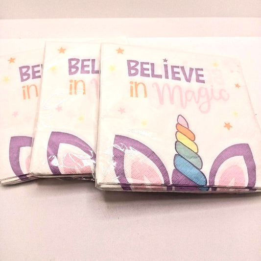 MAGIC UNICORN LUNCH NAPKINS Birthday Party Supplies Serviettes 16pc - Bellso