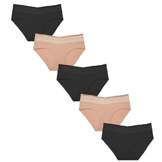Warners Women’s 5-Pack No Pinching, No Problems Lace Waistband Hipster XL - Bellso