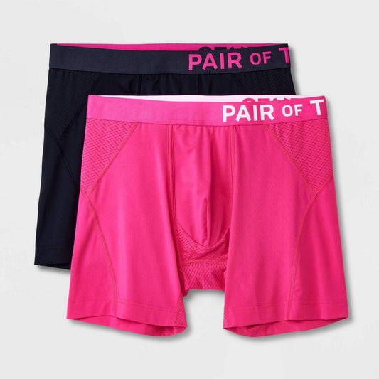 Pair of Thieves Men's SuperCool Boxer Briefs 2pk - Pink/Black L - Bellso
