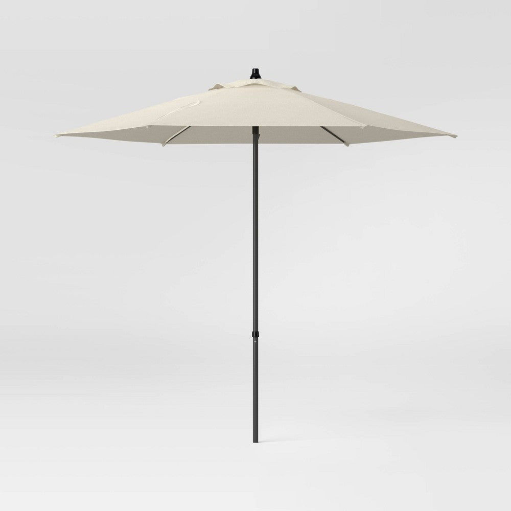 7.5' Round Outdoor Patio Market Umbrella Tan - Room Essentials™: Fade-Resistant, Steel Frame, Push-up Lift - Bellso
