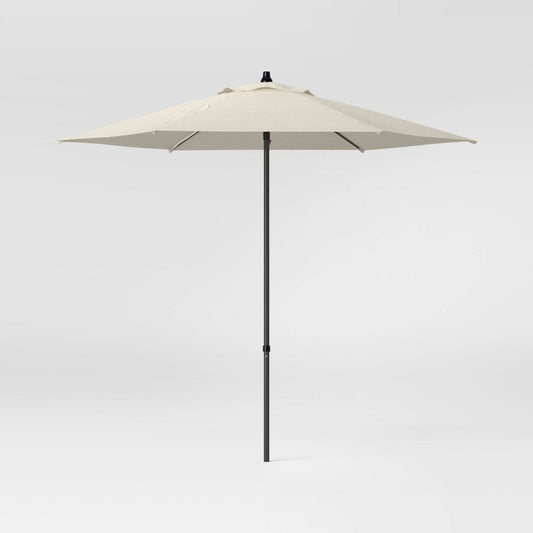 7.5' Round Outdoor Patio Market Umbrella Tan - Room Essentials™: Fade-Resistant, Steel Frame, Push-up Lift - Bellso