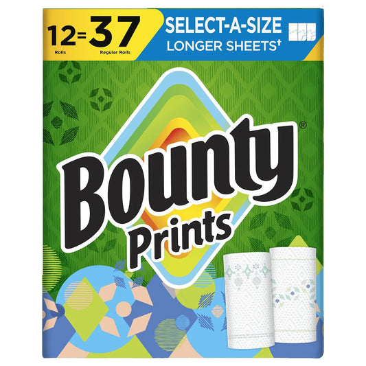 Bounty Prints Select-A-Size 2-Ply Paper Towels, 12 Rolls, 128 sheets/roll - Bellso