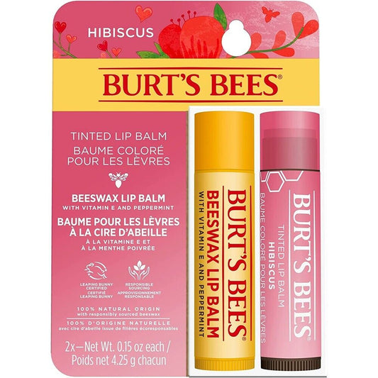 Original Beeswax Lip Balm and Hibiscus Tinted Lip Balm Gift Set - Bellso