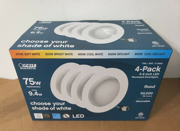 Feit Electric 75w Replacement 5-Cct LED Recessed Downlight, Dimmable, 4 Pack 1 Ct