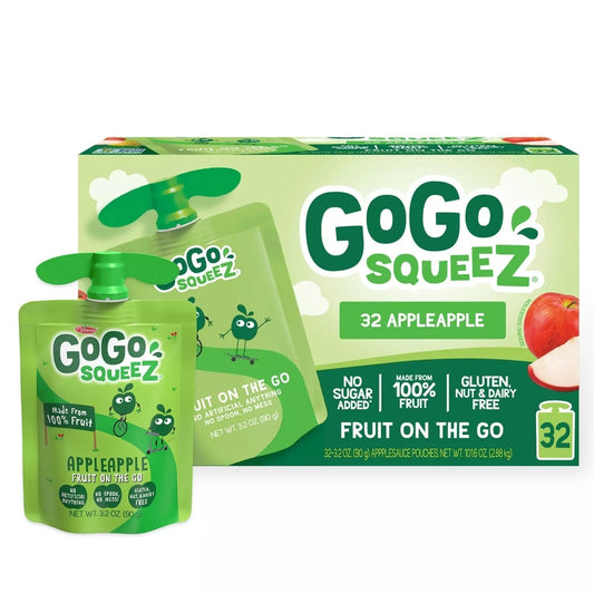GoGo SqueeZ Applesauce On The Go, Apple Apple, 3.2 Ounce Pouches