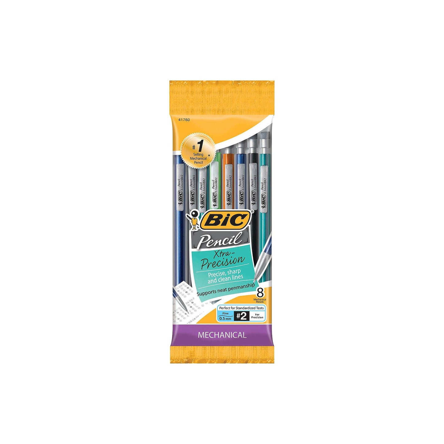 BIC #2 Xtra Precision Mechanical Pencils, 0.5mm, 8ct - Multicolor: School Supplies, Accurate Lead Pencils, Kids Stationery - Bellso
