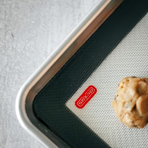 Dexas Silicone NonStick Food Safe Baking Mats 3 Pack Clear WGrey Edge Includes Storage Bands 3 Mat Sizes 165x11514 - Bellso