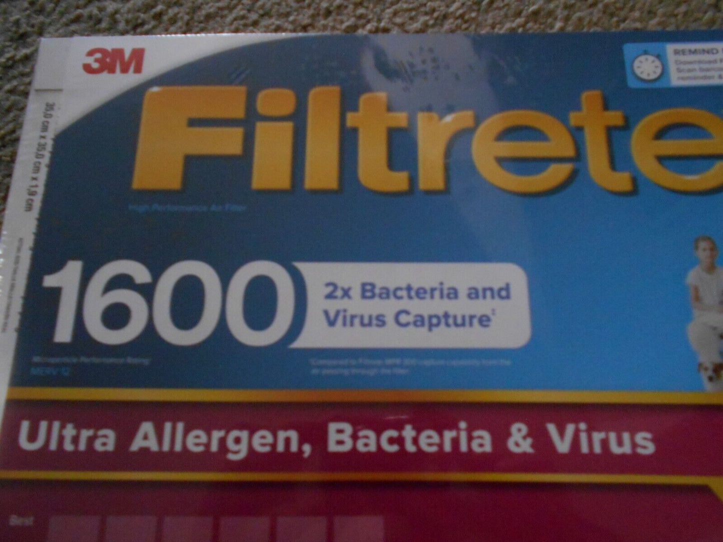 Filtrete 14x14x1 Ultra Allergen 2X Bacteria and Virus Filter, 1600 MPR (4 Pack) - Bellso