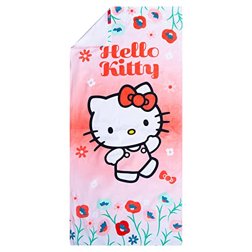 Franco Kids Super Soft Cotton Beach Towel, 58 in X 28 in, Hello Kitty