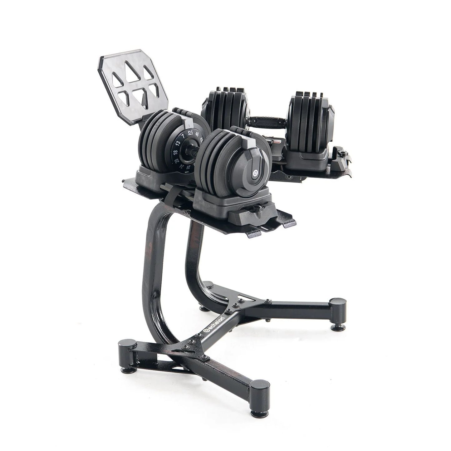 Echelon Adjustable Dumbbells 752 7–52.5 LB with Rack & Stand Metal Grips Tablet Holder - Bellso
