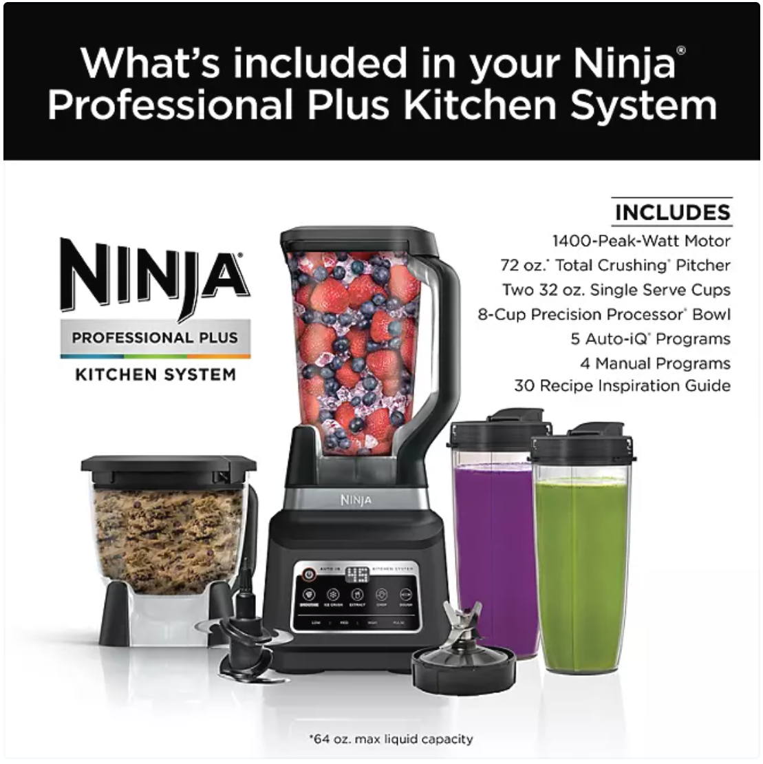 Professional Plus Kitchen Blender System & 8 Cup Food Processor - Bellso