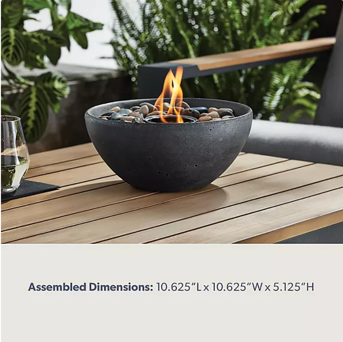 Member's Mark Handcrafted Concrete Table Top Fire Bowl, Smoke-Free, Dark Grey - Bellso