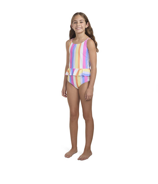 Hurley Girls 2-Piece Braided Ruffle Tankini Size L 10/12 - Bellso