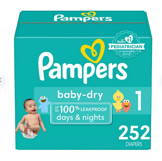 Pampers Baby Dry Diapers Size 1  252 Count Size 1 8-14lbs - Bellso