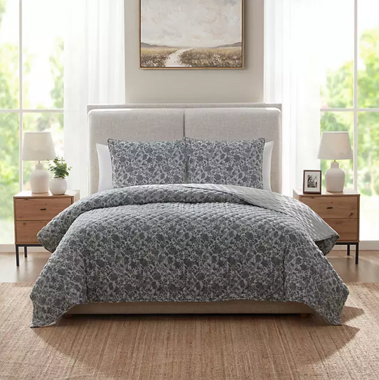 details by Becki Owens Juan Gauze Floral 3-Piece Quilt Set King - Bellso