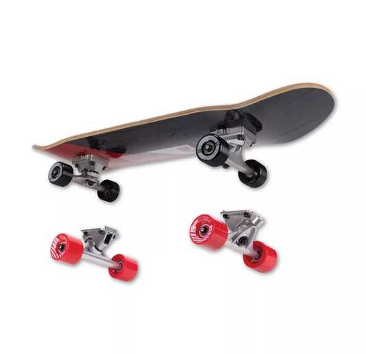 Swichboard 2-in-1 Trick and Cruiser 31" Deck Complete Skateboard Set - Red - Bellso