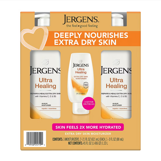 Jergens Ultra Healing Extra Dry Skin Moisturizers (2 - 21 Fl. Oz. & 1 - 3 Oz.) - Bellso
