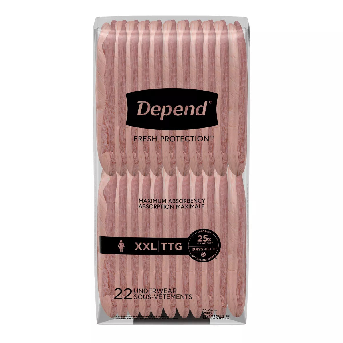 Depend Fresh Protection Adult Incontinence & Postpartum Underwear for Women - Maximum Absorbency - XXL - Blush - 44ct - Bellso