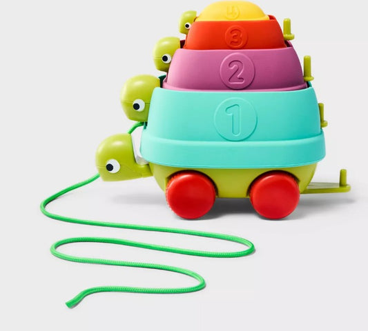 Turtle Pull Along Toy - Gigglescape™: Silicone, 18+ Months, Problem Solving, Fine Motor Skills, No Assembly, 4 Pieces - Bellso
