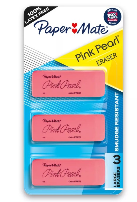 Paper Mate 3pk Pencil Erasers Pink Pearl -1.69 - Bellso
