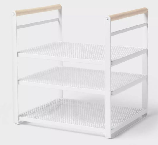 Metal 3-Tier Adjustable Shelf Box Organizer White - Brightroom™: Kitchen Storage & Pantry Organizer, Iron Shelf Riser - Bellso