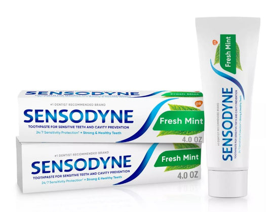 Sensodyne Toothpaste for Sensitive Teeth and Cavity Protection, Fresh Mint, 4 OZ, 2 Pack - Bellso
