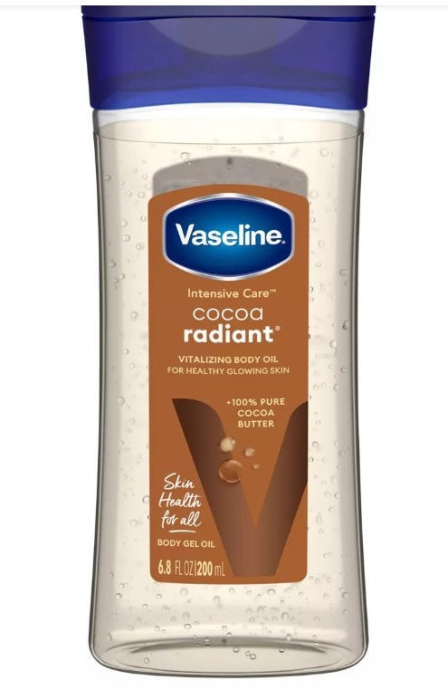 Vaseline Intensive Care Cocoa Radiant Body Gel Oil for Glowing Skin - Scented - 6.8 Fl Oz - Bellso