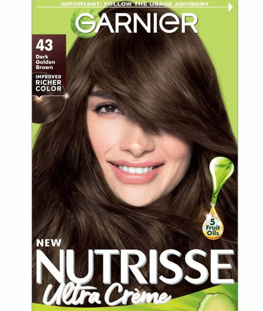 Garnier Nutrisse Nourishing Permanent Hair Color Creme - 43 Dark Golden Brown - Bellso