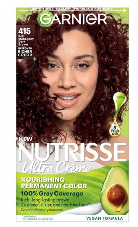 Garnier Nutrisse Ultra Crème, Permanent Hair Dye, 100% Grey Coverage 1 Piece BROWN - Bellso