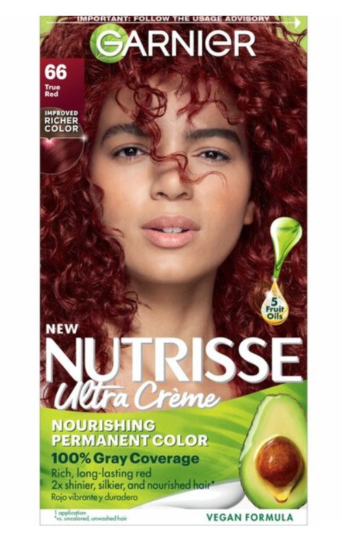 Garnier Nutrisse Ultra Crème, Permanent Hair Dye, 100% Grey Coverage 1 Piece RED - Bellso