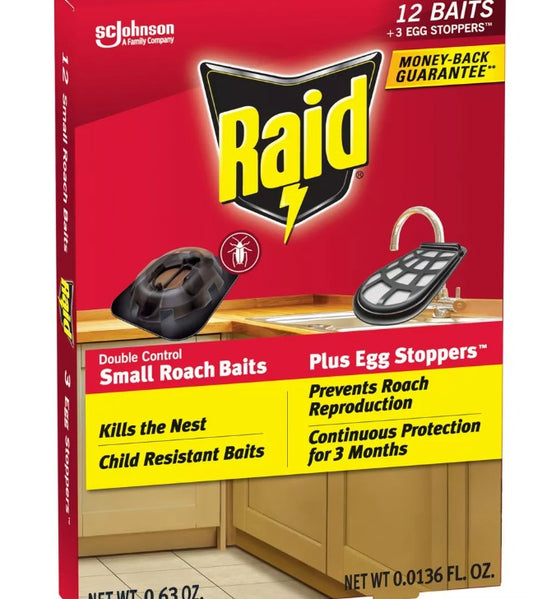 Raid Double Control Indoor Small Roach Killer with Egg Stoppers - 12+3ct - Bellso