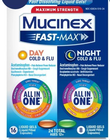 Mucinex Max Strength Cold & Flu Medicine - Day & Night - Liquid Gels - 24ct - Bellso