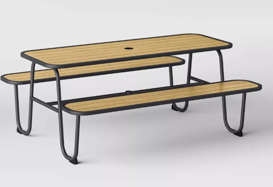 Steel Rust Resistant Picnic Rectangle Outdoor Table Set Black - Room Essentials™ - Bellso