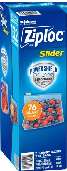 Ziploc Slider Freezer Bags, Variety Pack, 132 Ct. - Bellso