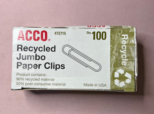 ACCO Recycled Paper Clips  90% Recycled  Smooth 100pc - Bellso