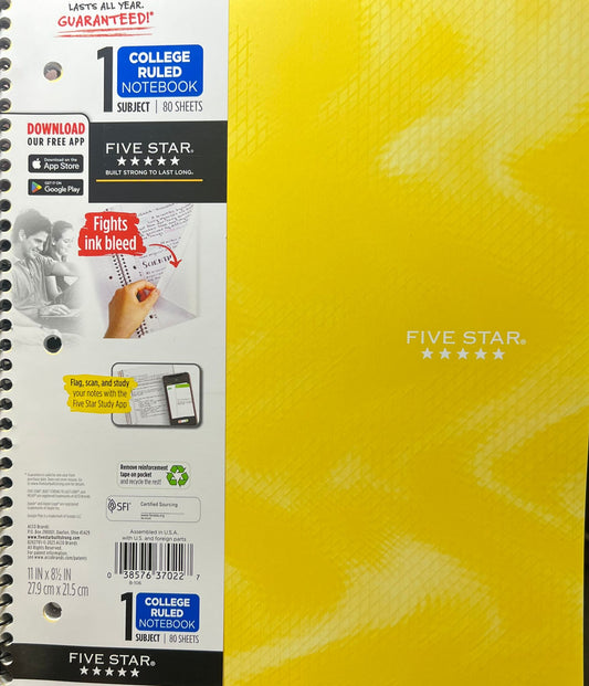 College Ruled Notebook Subject 80 Sheets - Bellso