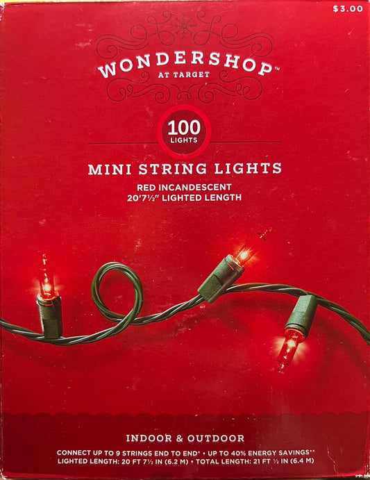 100ct Incandescent Smooth Mini Christmas String Lights Red with Green Wire - Wondershop™ - Bellso