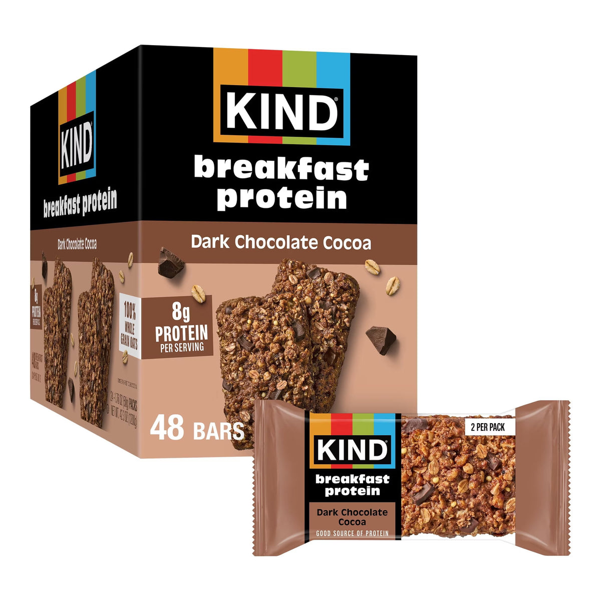 Kind Breakfast Dark Chocolate Cocoa Protein Bars 24 Ct