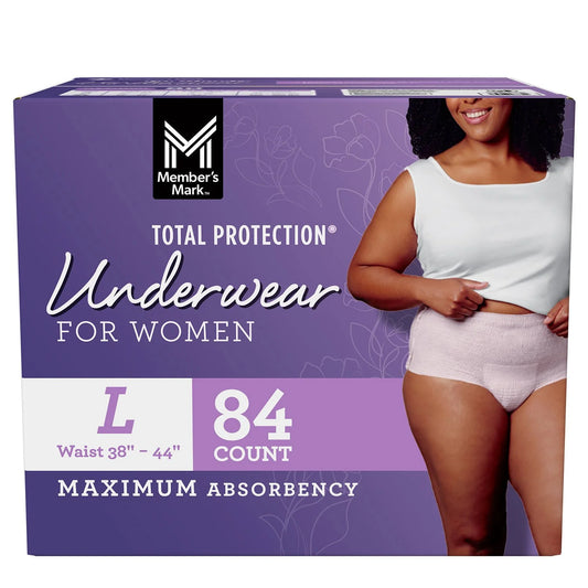 Member's Mark Total Protection Underwear for Women, Large (84 Count) - Bellso