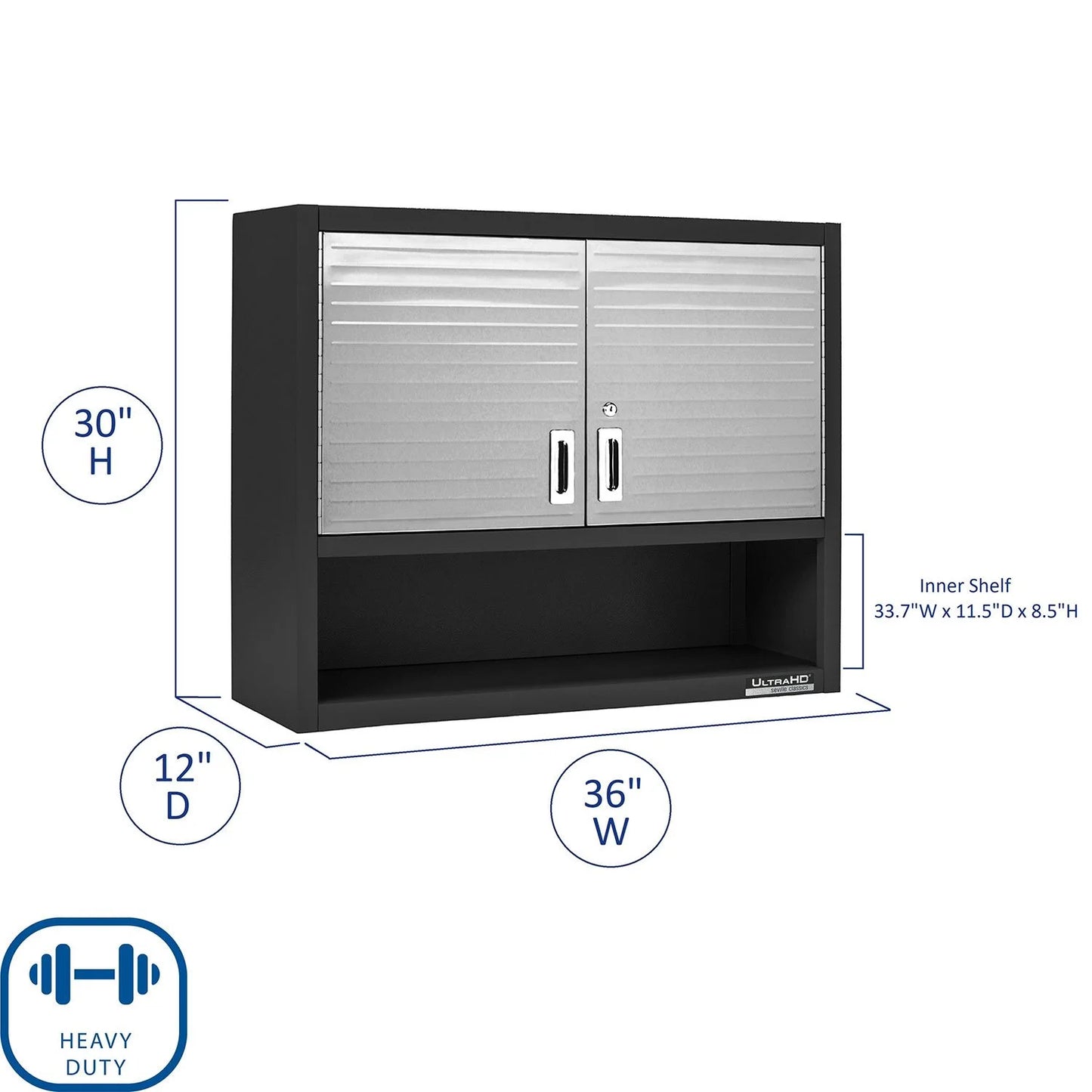 Seville Classics UltraHD Double Wall Cabinet W/ Keys 36 W X 12 D X 30 H Satin Graphite - Bellso
