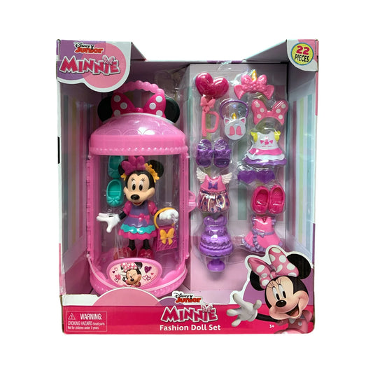 Just Play Minnie Poseable Fashion Doll Set with 22-Pieces and Display Case - Bellso