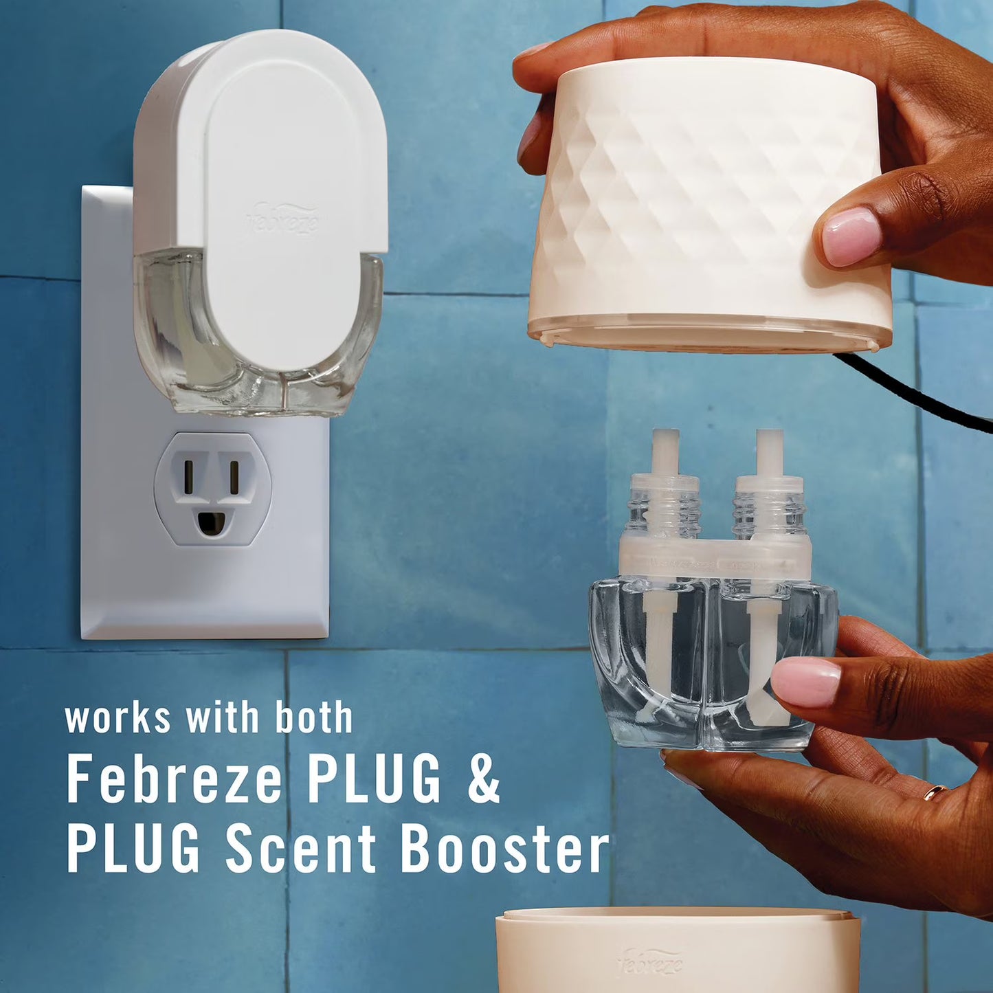 Febreze PLUG Scent Booster Oil Starter Kit, Watermelon & Tropical Blend, 1 Warmer + 3 Refills, 2.63 fl. oz.