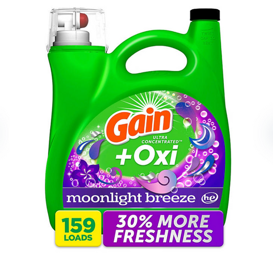 Gain+Oxi Liquid Detergent Ultra Concentrated Moonlight Breeze 170 Fluid Ounce - Bellso