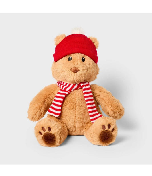 12" Teddy Bear with Hat and Scarf Stuffed Animal - Bellso