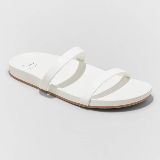 Women's Nadine Skinny Strap Sandals - A New Day Off-White 6.5 - Bellso