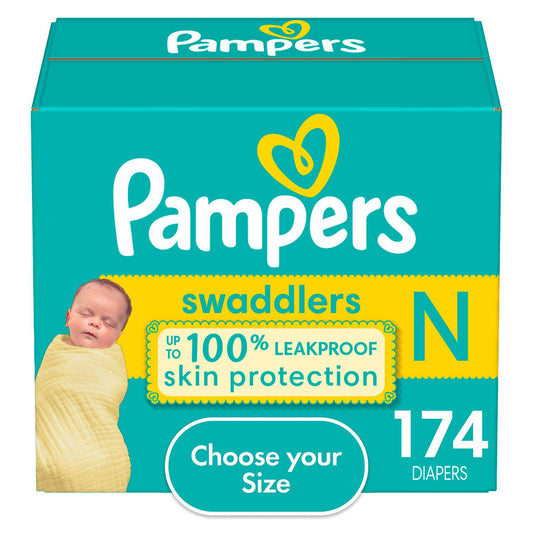 Pampers Swaddlers 174 Diapers sz N-10lb - Bellso