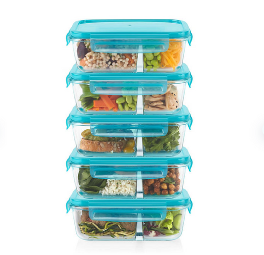 Pyrex Meal Prep 10-Piece Divided Glass Food Storage Set, 4-Cup Capacity - Bellso
